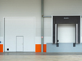 Промышленные секционные ворота Doorhan ISD01 5800x6700 с калиткой 